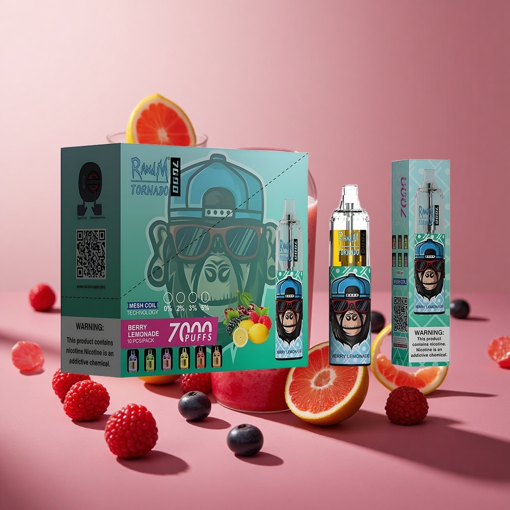RandM Fumot Tornado 7000 Puffs Jahoda Limonáda Typ-C Port Slovakia vape wholesale