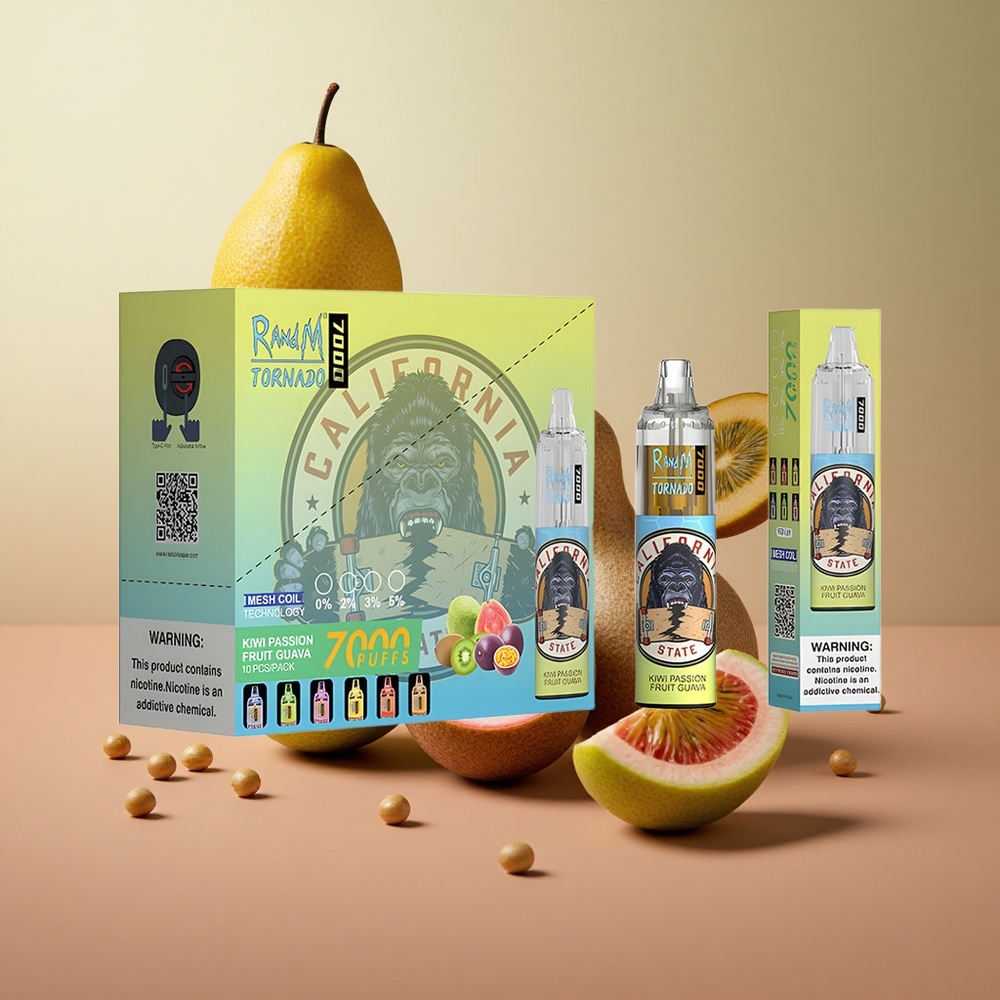 RandM Fumot Tornado 7000 Puffs Jednorazové Vape Kiwi Passion Fruit Guava 14ML Slovakia vape wholesale