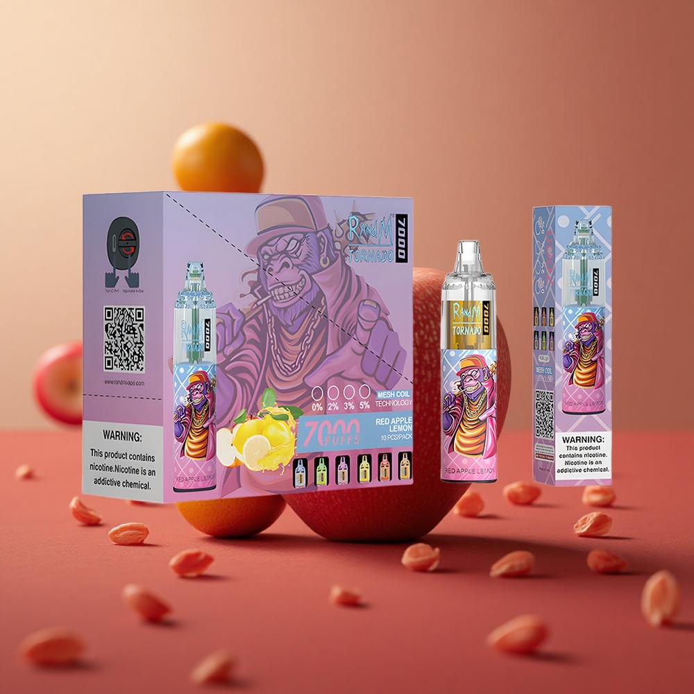 RandM Fumot Tornado 7000 Puffs Červené jablko citrón Jednorazové Vape 14ML Slovakia vape wholesale