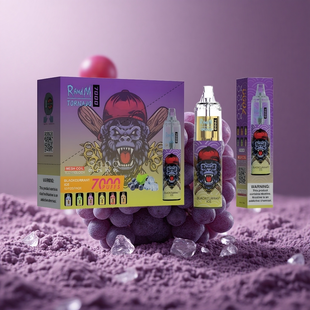 RandM Fumot Tornado 7000 Puffs Čierne ríbezle Ľad s 14ML Slovakia vape wholesale
