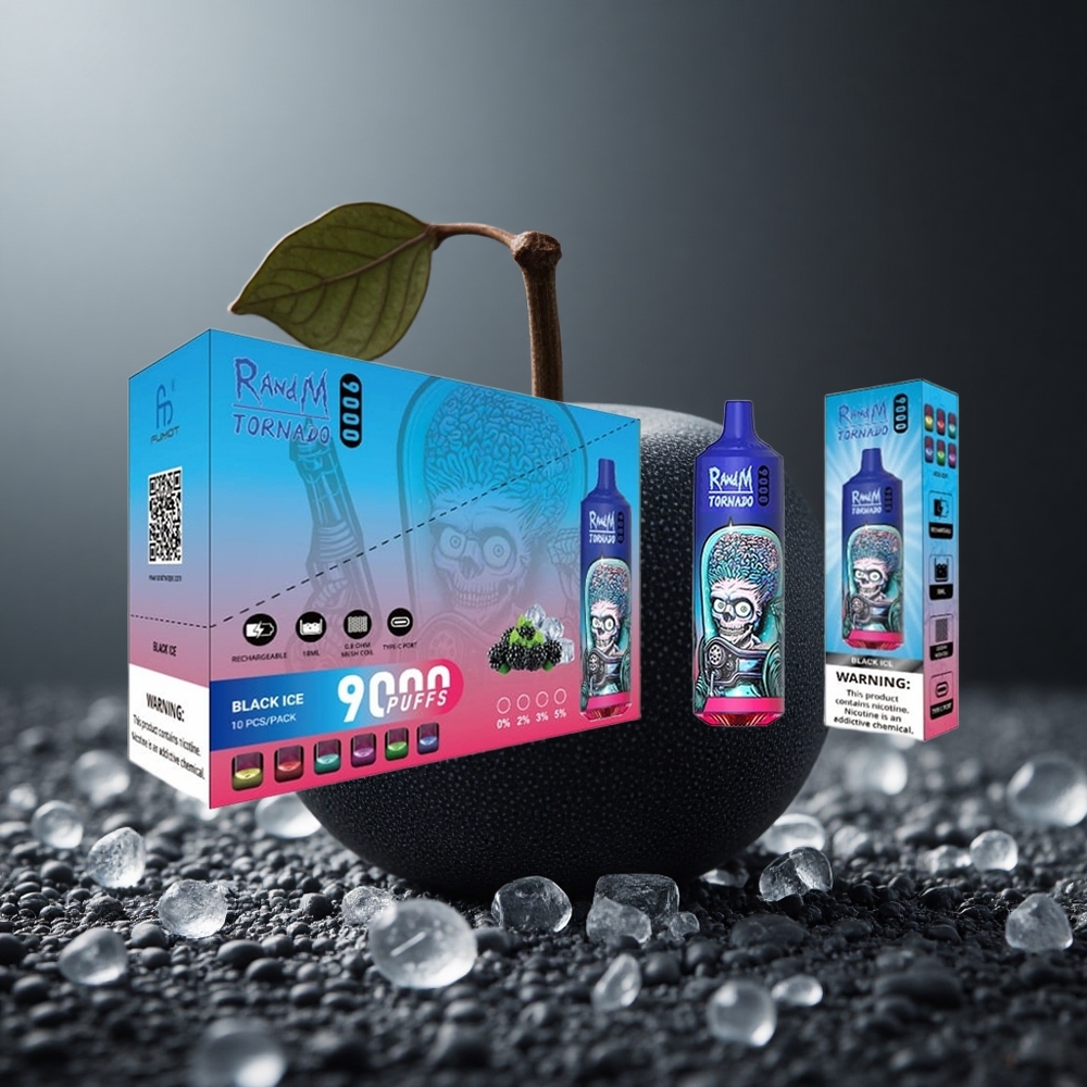 RandM Tornado 9000 Puffs 18 mL Čierny ľad Slovakia vape wholesale