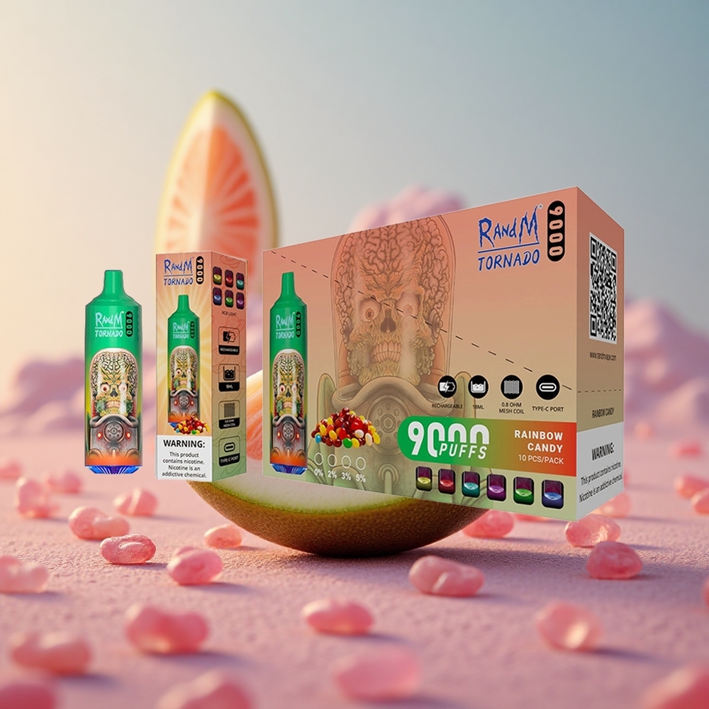 RandM Tornado 9000 Puffs Dúhové cukríky 18 mL Slovakia vape wholesale