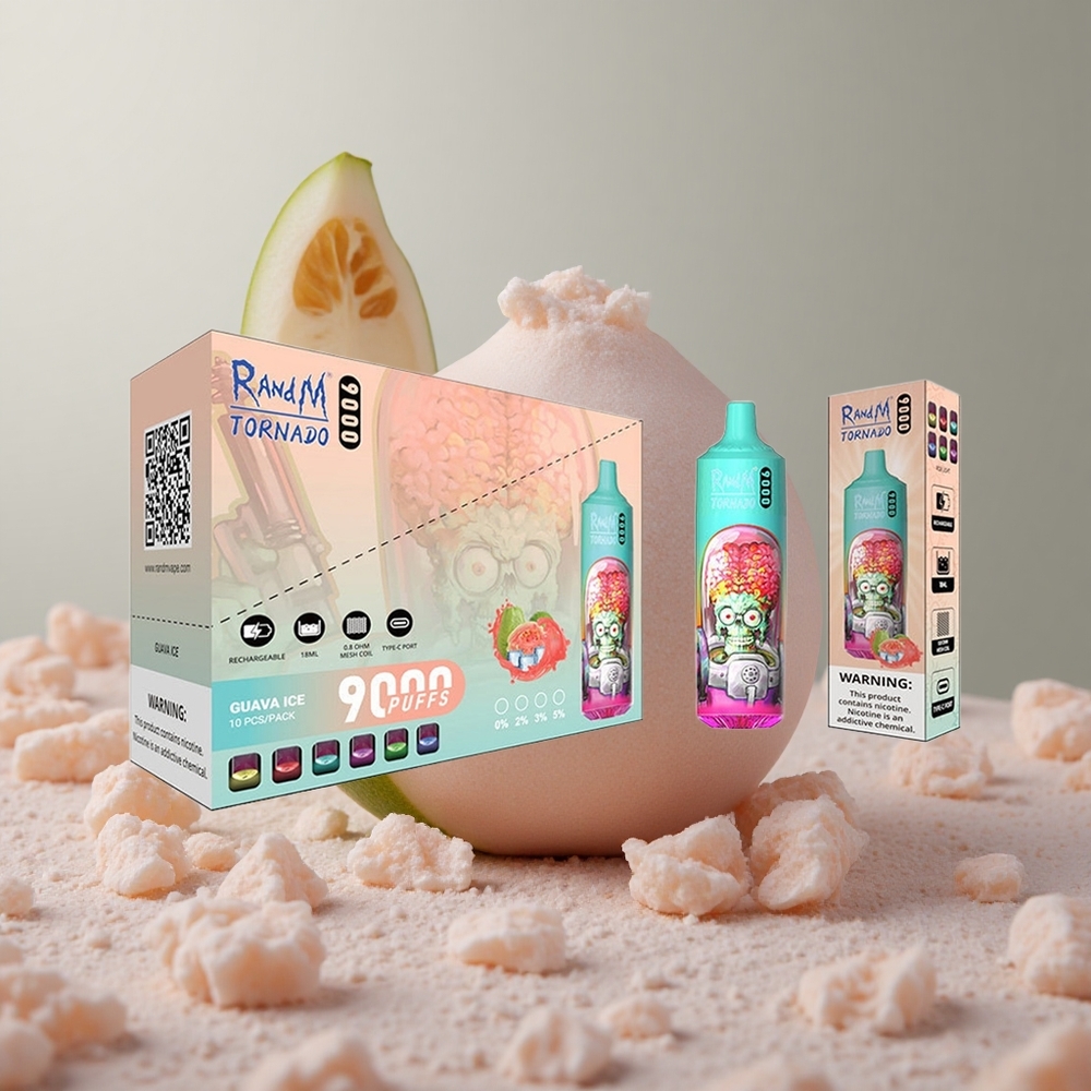 RandM Tornado 9000 Puffs Guava Ľadová (54 Príchutí, 18 mL) Slovakia vape wholesale