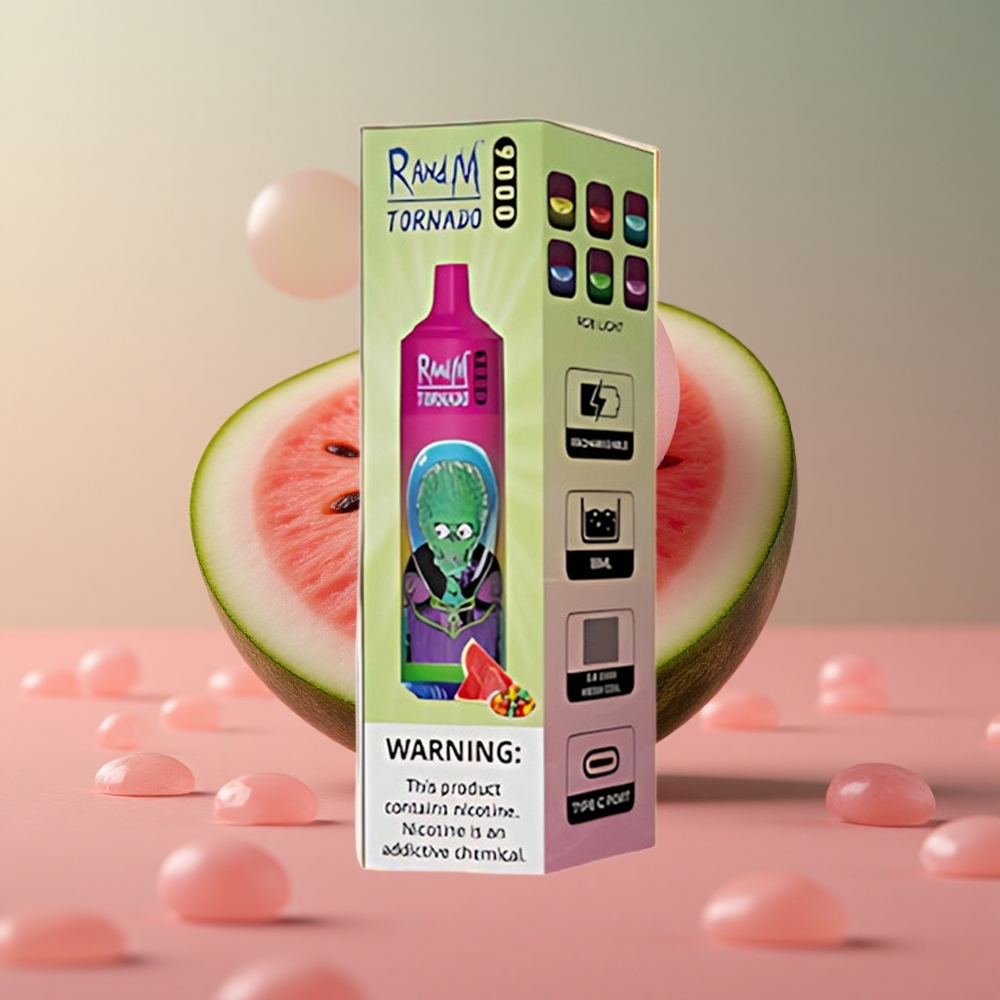 RandM Tornado 9000 Puffs Watermelon Bubble Gum (Melónová žuvačka) 54 Príchutí Slovakia vape wholesale