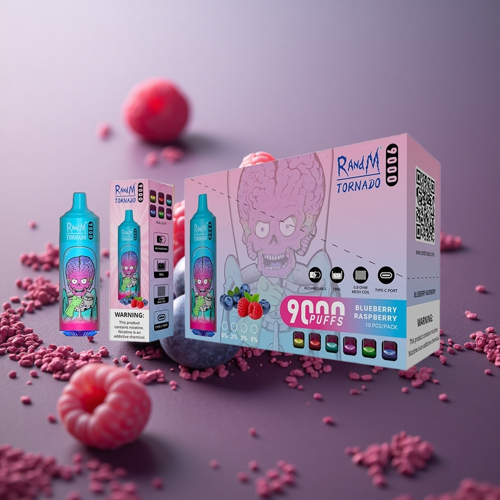 RandM Tornado 9000 Puffs Čučoriedka Malina Mesh Coil Slovakia vape wholesale