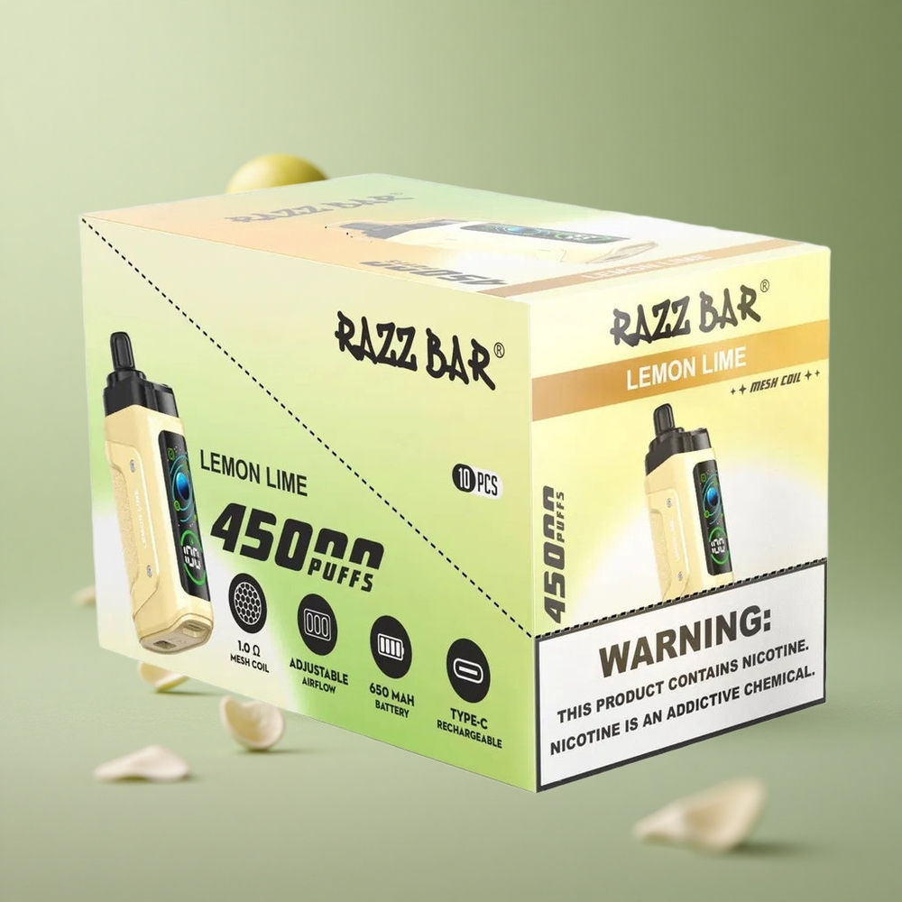 Razz Bar 45000 Puffs Citrón Lime a Malina Nastaviteľný prietok vzduchu Slovakia vape wholesale