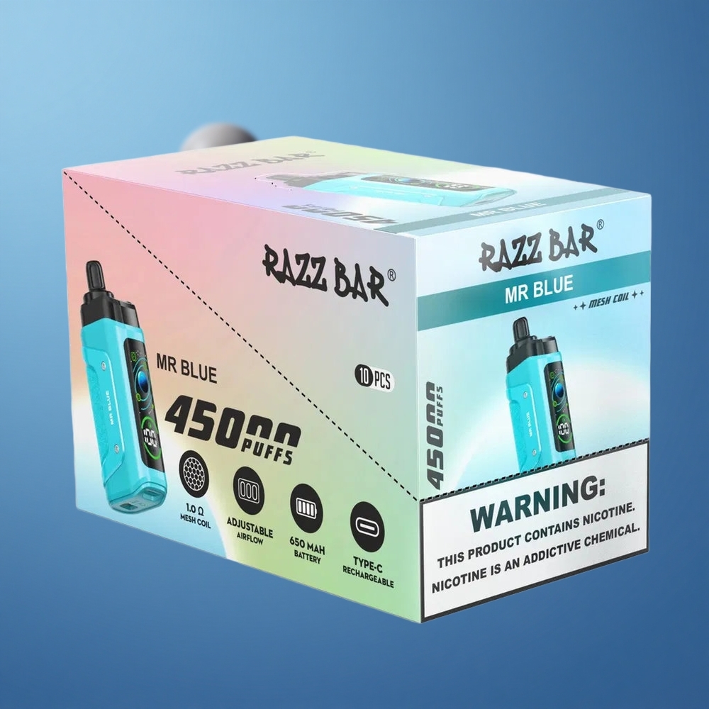 Razz Bar 45000 Puffs Jednorazové Vape Mr Blue 1.0 Ohm Typ-C Slovakia vape wholesale