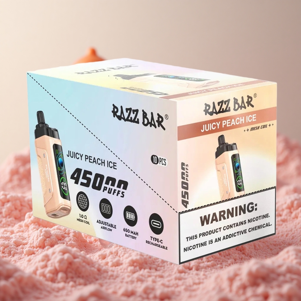 Razz Bar 45000 Puffs Jednorazové Vape Šťavnatá Broskyňa Ľad Slovakia vape wholesale