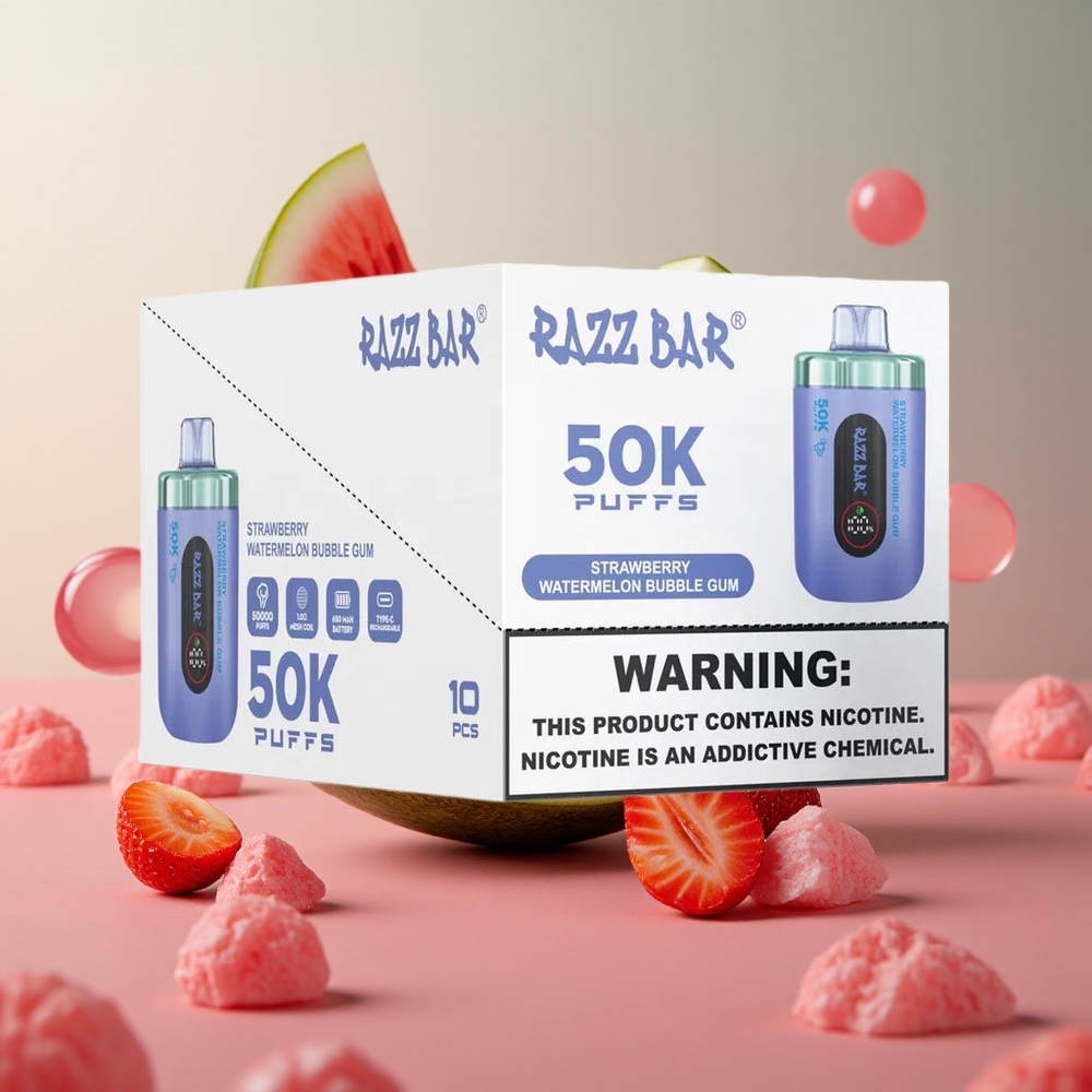 Razz Bar 50K Puffs Jahoda Vodný Melón Žuvačka 1.0 Ohm Slovakia vape wholesale