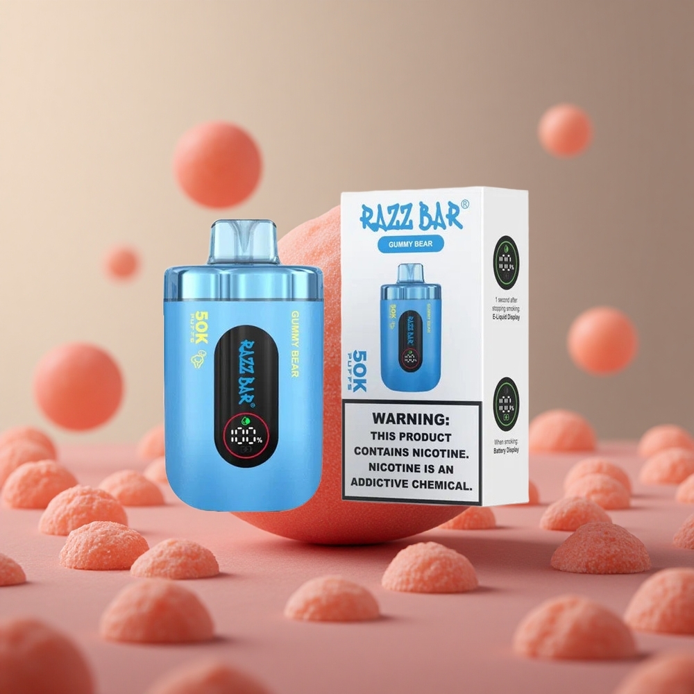 Razz Bar 50K Puffs Jednorazové Vape Gummy Bear Malina Slovensko vape wholesale