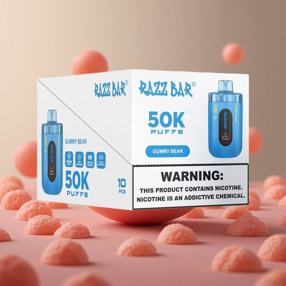 Razz Bar 50K Puffs Jednorazové Vape Gummy Bear Malina Slovensko vape wholesale
