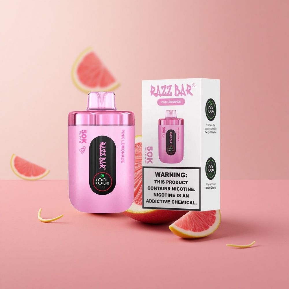 Razz Bar 50K Puffs Jednorazové Vape Ružová Limonáda Typ-C Slovakia vape wholesale