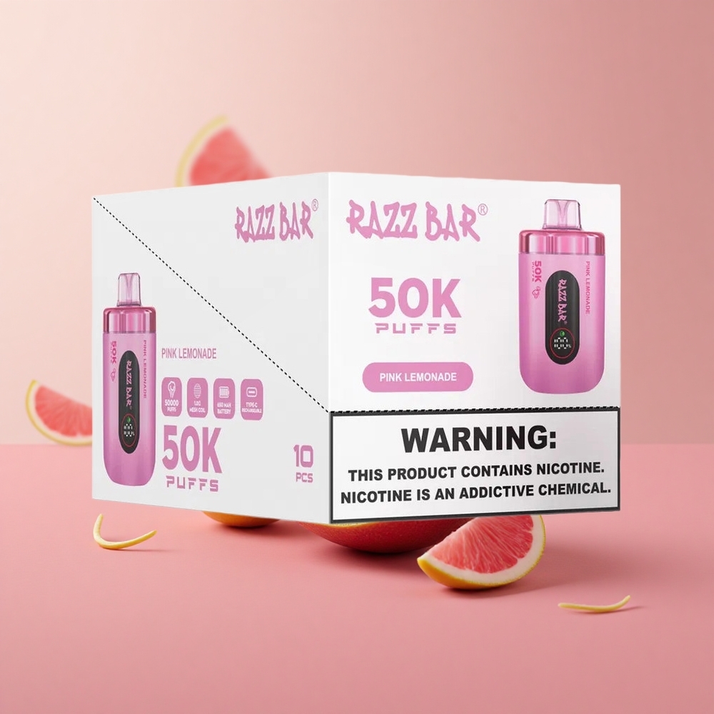 Razz Bar 50K Puffs Jednorazové Vape Ružová Limonáda Typ-C Slovakia vape wholesale