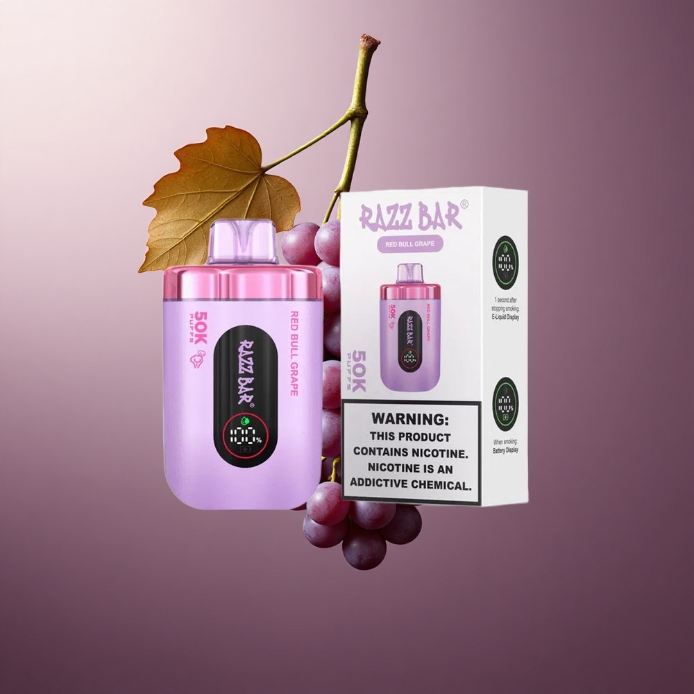 Razz Bar 50K Puffs Jednorazové Vape Červený Býk Hroznový Slovakia vape wholesale
