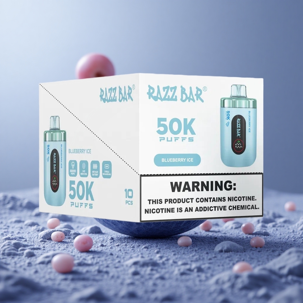 Razz Bar 50K Puffs Jednorazové Vape Čučoriedková Mätová 650mAh Slovakia vape wholesale