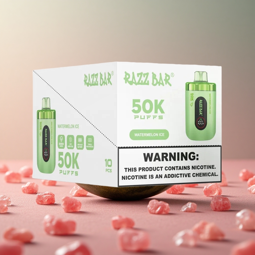 Razz Bar 50K Puffs Vodňový Ľad Jednorazové Vape Type-C Slovakia vape wholesale