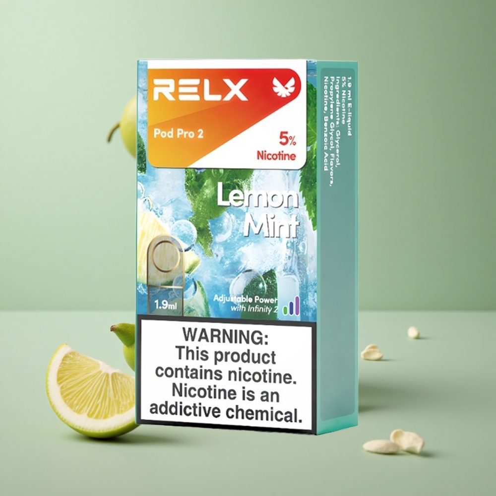 RELX Pod Pro 2 600 Puffs Citrón Mätový 5% nikotín Slovakia vape wholesale